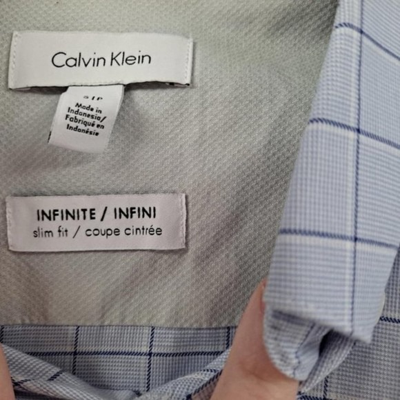 Calvin Kline Infinite Slim Fit Dark Blue /‎ Light Blue Plaid - Picture 2 of 3